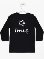 z imieniem niemowlaka i gwiazdką koszulka z długim rękawem kolor czarny 091