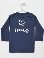 z imieniem niemowlaka i gwiazdką koszulka z długim rękawem kolor granatowy 091