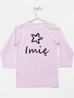 z imieniem niemowlaka i gwiazdką koszulka z długim rękawem kolor różowy 091