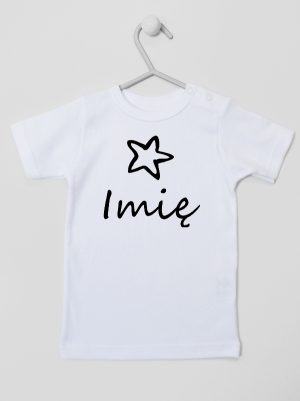 z imieniem niemowlaka i gwiazdką koszulka z krótkim rękawem kolor biały 091