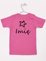 z imieniem niemowlaka i gwiazdką koszulka z krótkim rękawem kolor ciemny różowy 091