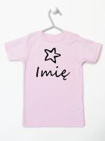 z imieniem niemowlaka i gwiazdką koszulka z krótkim rękawem kolor różowy 091