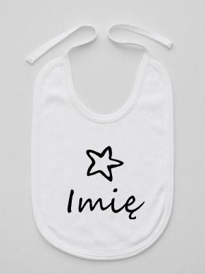 z imieniem niemowlaka i gwiazdką śliniak niemowlęcy kolor biały 091
