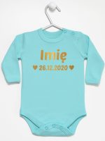 z imieniem oraz datą urodzenia body z długim rękawem kolor miętowy 141