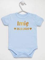 z imieniem oraz datą urodzenia body z krótkim rękawem kolor błękitny 141