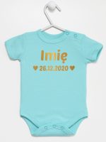 z imieniem oraz datą urodzenia body z krótkim rękawem kolor miętowy 141