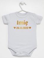 z imieniem oraz datą urodzenia body z krótkim rękawem kolor szary 141