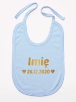 z imieniem oraz datą urodzenia śliniak niemowlęcy kolor błękitny 141