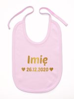 z imieniem oraz datą urodzenia śliniak niemowlęcy kolor różowy 141