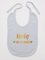 z imieniem oraz datą urodzenia śliniak niemowlęcy kolor szary 141