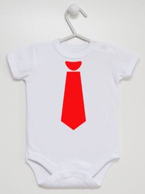 z krawatem czerwonym body z krótkim rękawem kolor biały 007