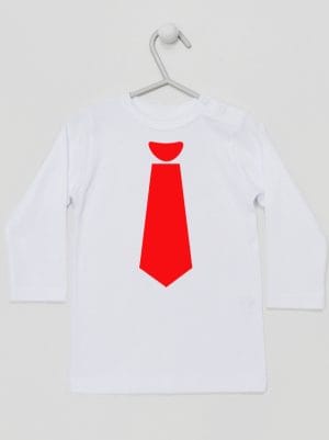 z krawatem czerwonym koszulka z długim rękawem kolor biały 007
