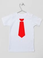 z krawatem czerwonym koszulka z krótkim rękawem kolor biały 007