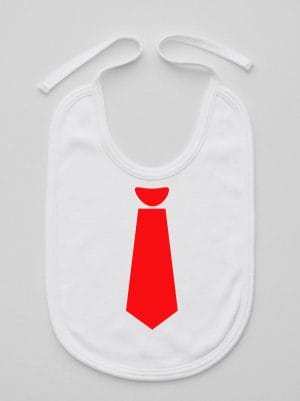 z krawatem czerwonym śliniak niemowlęcy kolor biały 007