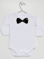 z muszką body z długim rękawem kolor biały 031