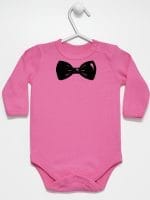 z muszką body z długim rękawem kolor ciemny różowy 031