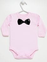 z muszką body z długim rękawem kolor różowy 031