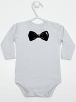 z muszką body z długim rękawem kolor szary 031