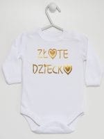 złote dziecko body z długim rękawem kolor biały 043