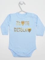 złote dziecko body z długim rękawem kolor błękitny 043