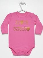 złote dziecko body z długim rękawem kolor ciemny różowy 043