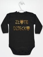 złote dziecko body z długim rękawem kolor czarny 043