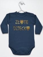 złote dziecko body z długim rękawem kolor granatowy 043
