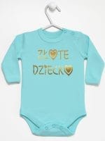 złote dziecko body z długim rękawem kolor miętowy 043
