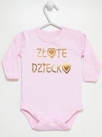 złote dziecko body z długim rękawem kolor różowy 043