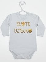 złote dziecko body z długim rękawem kolor szary 043