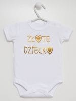 złote dziecko body z krótkim rękawem kolor biały 043