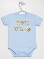 złote dziecko body z krótkim rękawem kolor błękitny 043