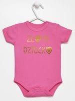 złote dziecko body z krótkim rękawem kolor ciemny rózowy 043