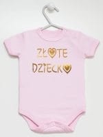 złote dziecko body z krótkim rękawem kolor różowy 043