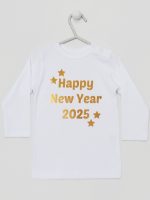 życzenia noworoczne nadruk złoty koszulka z długim rękawem kolor biały 154