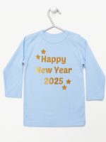 życzenia noworoczne nadruk złoty koszulka z długim rękawem kolor błękitny 154