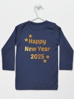 życzenia noworoczne nadruk złoty koszulka z długim rękawem kolor granatowy 154