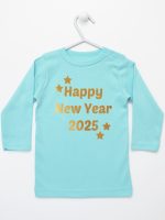 życzenia noworoczne nadruk złoty koszulka z długim rękawem kolor miętowy 154