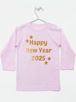 życzenia noworoczne nadruk złoty koszulka z długim rękawem kolor różowy 154