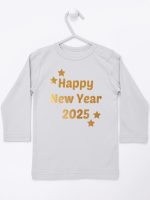 życzenia noworoczne nadruk złoty koszulka z długim rękawem kolor szary 154