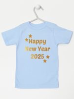 życzenia noworoczne nadruk złoty koszulka z krótkim rękawem kolor błękitny 154