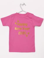 życzenia noworoczne nadruk złoty koszulka z krótkim rękawem kolor ciemny różowy 154