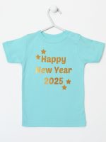 życzenia noworoczne nadruk złoty koszulka z krótkim rękawem kolor miętowy 154