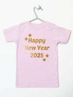 życzenia noworoczne nadruk złoty koszulka z krótkim rękawem kolor różowy 154