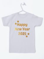 życzenia noworoczne nadruk złoty koszulka z krótkim rękawem kolor szary 154