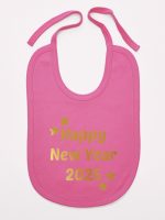 życzenia noworoczne nadruk złoty śliniak niemowlęcy kolor ciemny różowy 154