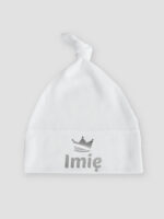 imię z koroną nadruk srebrny czapka biala 034