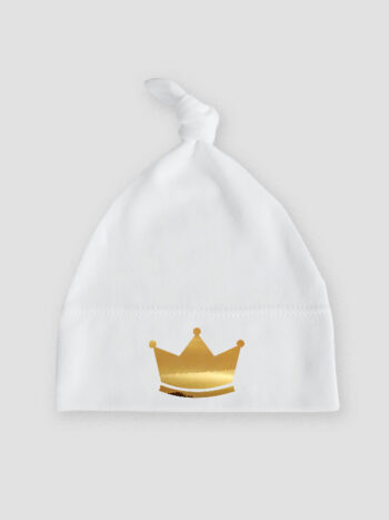 korona złota czapka biala 043