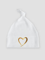 serce nadruk złoty czapka biala 026
