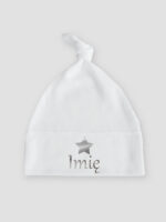 z imieniem i gwiadką nadruk srebrny czapka biala 039